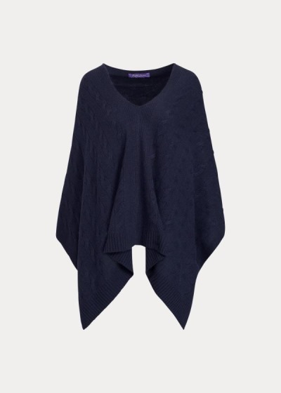 Ponchos Ralph Lauren Mujer Azul Marino - Cable Cashmere - MRNWX0249